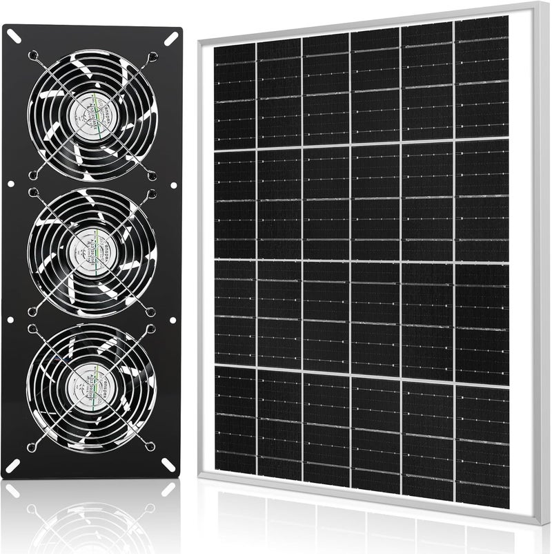 Fanspex Solar 3 Fan Kit, 25W Waterproofed Solar Powered Fans for Outdoor Chicken Coop, Greenhouse & Shed Intake or Exhaust Air - Image 1